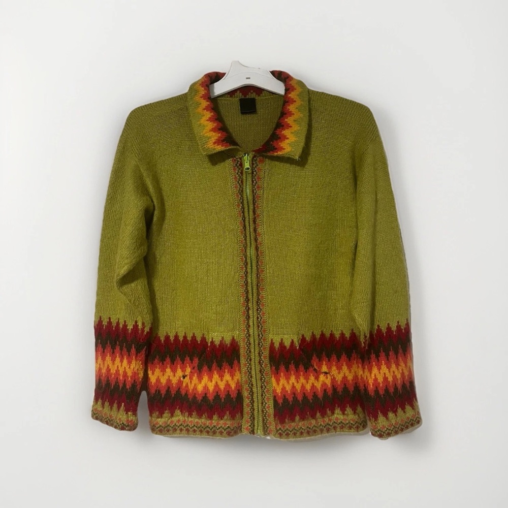Alpaca Zip Cardigan Sweater Women's Made In Peru Size S-M